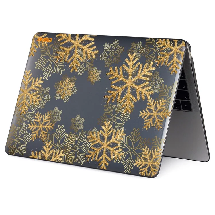 Enkay Hat Prince For MacBook Air 13 Polegadas (2018-2019) A1932/(2020) A2179 A2337 Padrão de Flores Laptop Caso de Proteção Transparente Tampa de Notebook Hard PC - Gold Snowflake