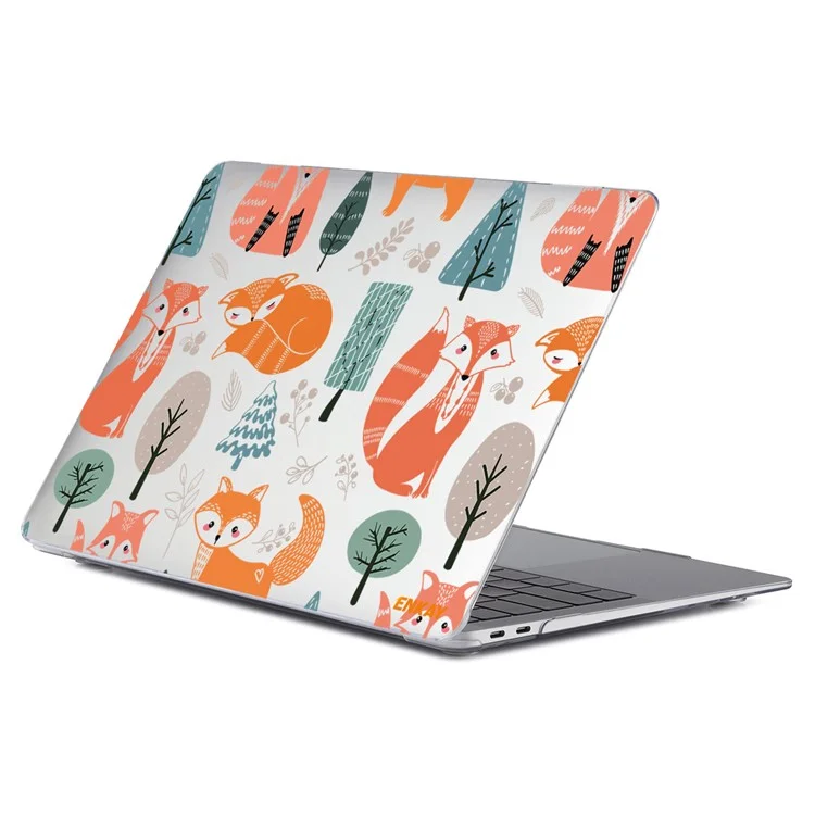 ENKAY HAT PRINCE para MacBook Pro 14 polegadas (2021) A2442 Cute Animals Series Drop-Resistant Hard PC Crystal Sheer Laptop Protective Case - Foxes
