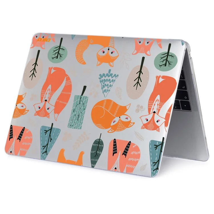ENKAY HAT PRINCE para MacBook Pro 14 polegadas (2021) A2442 Cute Animals Series Drop-Resistant Hard PC Crystal Sheer Laptop Protective Case - Foxes