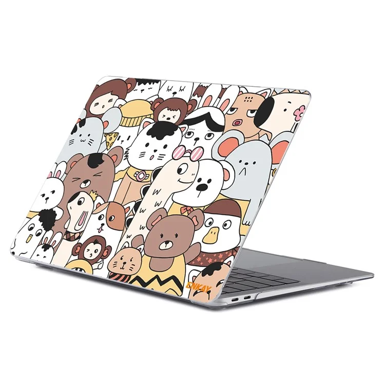 Enkay Hat Prince Pour MacBook Pro 13-pouces (2020) A2251 / (2020) A2289 / (2020) A2338 Mignon Animals Series Notebook Cover Hard PC Case de Protection Ordinaire Transparent Transparent - Zoo / Style 1