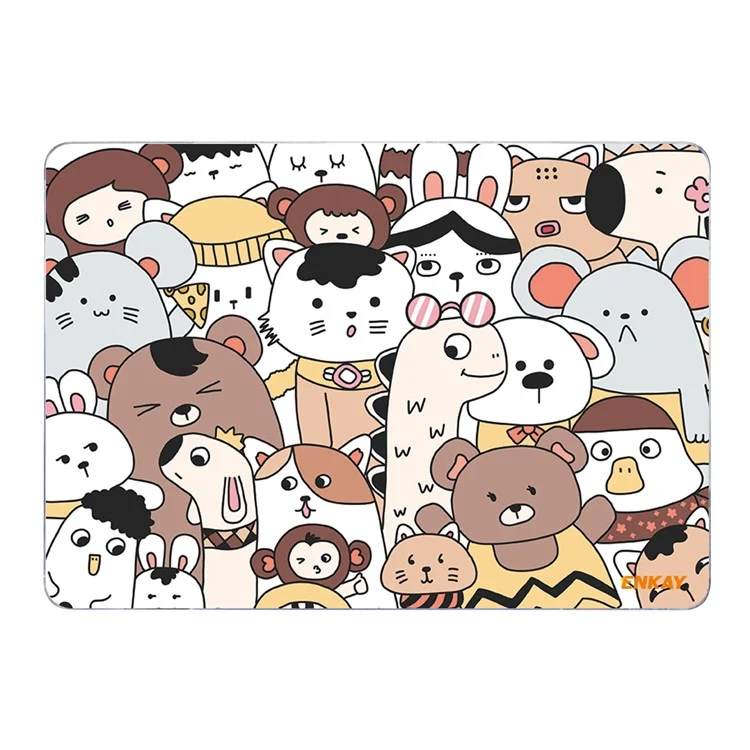 Enkay Hat Prince Pour MacBook Pro 13-pouces (2020) A2251 / (2020) A2289 / (2020) A2338 Mignon Animals Series Notebook Cover Hard PC Case de Protection Ordinaire Transparent Transparent - Zoo / Style 1