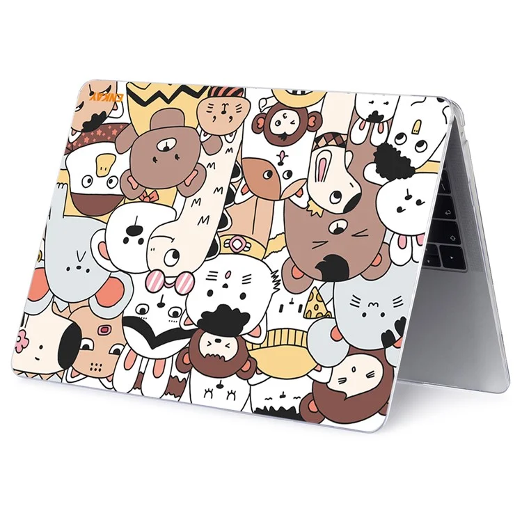 Enkay Hat Prince Pour MacBook Pro 13-pouces (2020) A2251 / (2020) A2289 / (2020) A2338 Mignon Animals Series Notebook Cover Hard PC Case de Protection Ordinaire Transparent Transparent - Zoo / Style 1