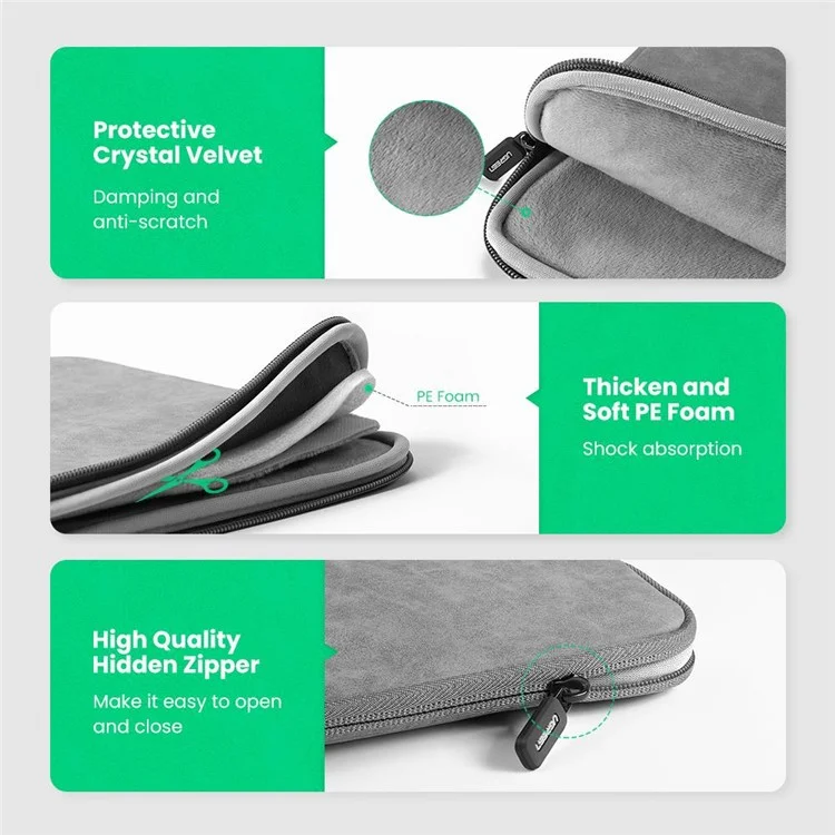 UGREEN 60985 Portable PU Leather Laptop Bag Notebook Sleeve 13.3 inch Laptop Carrying Pouch