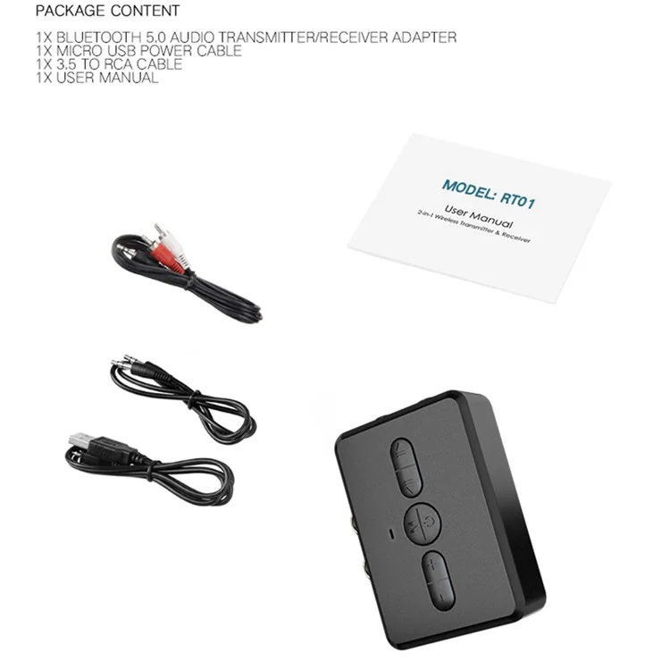 RT01 Bluetooth-compatible Transmitter + Receiver Portable Wireless Bluetooth-compatible Adapter Bluetooth-compatible Call Car Accessory