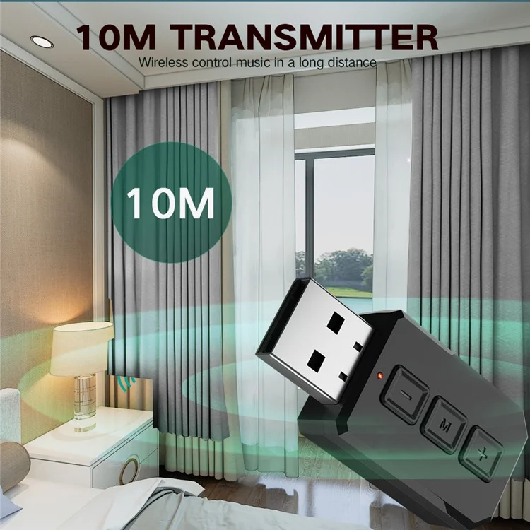 RT02 Bluetooth-compatible Transmitter + Receiver 2-in-1 Design Portable Wireless Bluetooth-compatible Adapter for Cars/TVs/Mobile Phone/PCs
