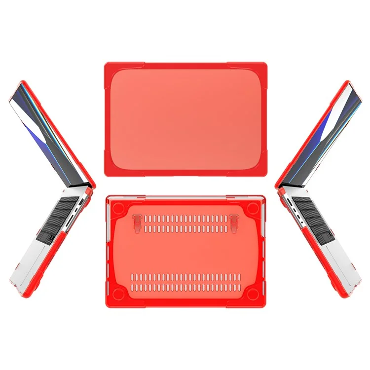 For MacBook Pro 16 inch (2024) (2023) (2021) A2485 / A2780 / A2991 (M1 / M2 / M3) Hard PC + TPU Laptop Case Notebook Cover - Red