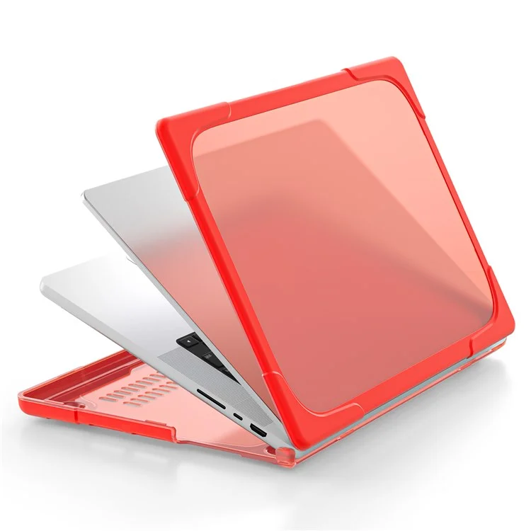 For MacBook Pro 16 inch (2024) (2023) (2021) A2485 / A2780 / A2991 (M1 / M2 / M3) Hard PC + TPU Laptop Case Notebook Cover - Red