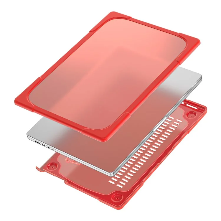 For MacBook Pro 16 inch (2024) (2023) (2021) A2485 / A2780 / A2991 (M1 / M2 / M3) Hard PC + TPU Laptop Case Notebook Cover - Red