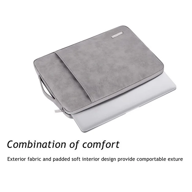 CANVASARTISAN L11-89 PU Leather Notebook Sleeve Shockproof Anti-fingerprint Personal Computer Sleeve 11'' Laptop and Tablet Carrying Bag - Grey