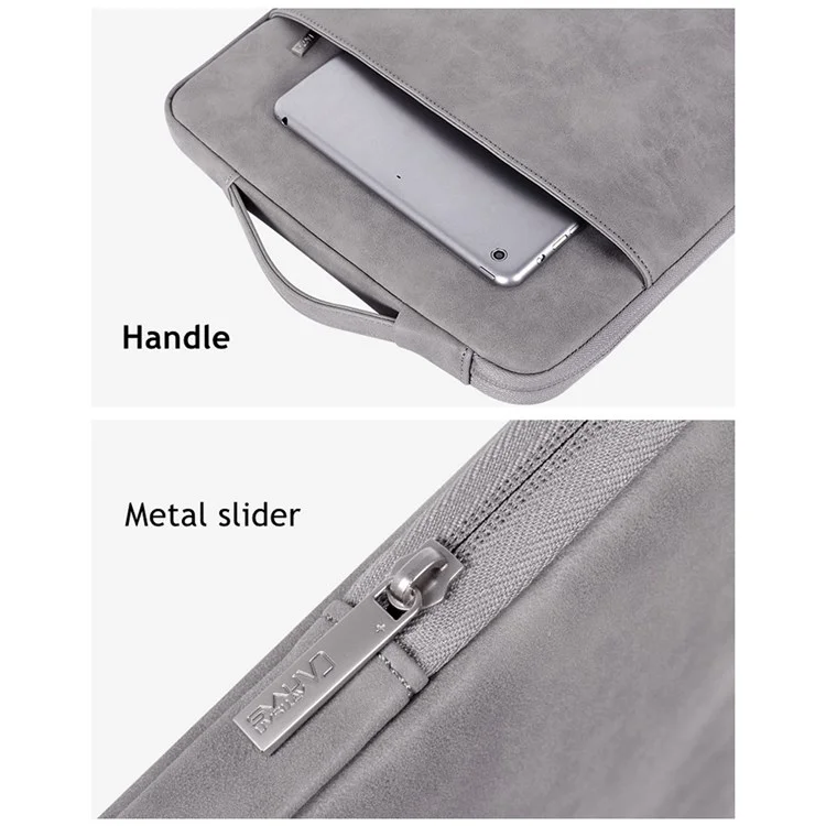 CANVASARTISAN L11-89 PU Leather Notebook Sleeve Shockproof Anti-fingerprint Personal Computer Sleeve 11'' Laptop and Tablet Carrying Bag - Grey