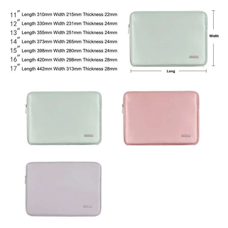 CANVASARTISAN L6-04 12'' Laptop Sleeve for MacBook Fashionable PU Leather Notebook Computer Protection Bag - Green