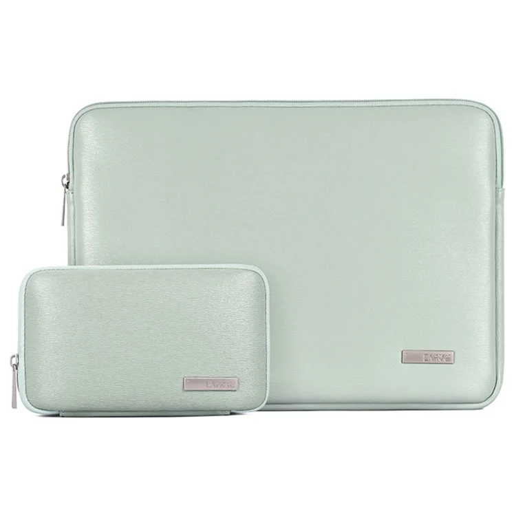 CANVASARTISAN L6-T0421 Good Protection 12'' Laptop Sleeve Fashionable PU Leather Notebook Computer Bag with Small Pouch for Students Teachers Business Men - Green