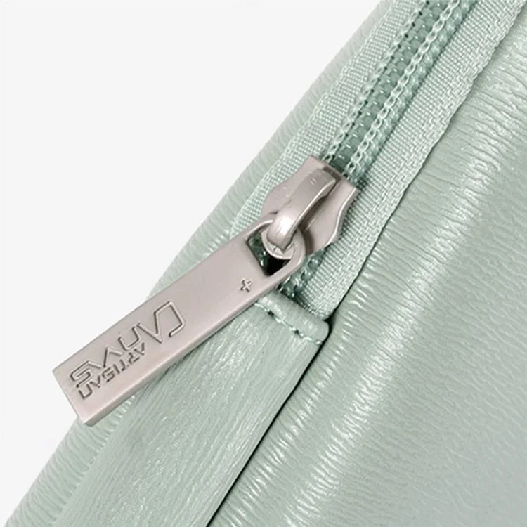 CANVASARTISAN L6-T0421 Good Protection 12'' Laptop Sleeve Fashionable PU Leather Notebook Computer Bag with Small Pouch for Students Teachers Business Men - Green