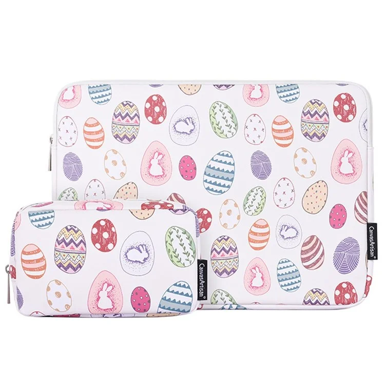 CanvasArtisan G52-T0111 Nette Osterhasen Und Eiermuster 11-Zoll-Laptop-PU-Schutzhülsen-Reißverschluss-Tasche + Kleines Bag-Set