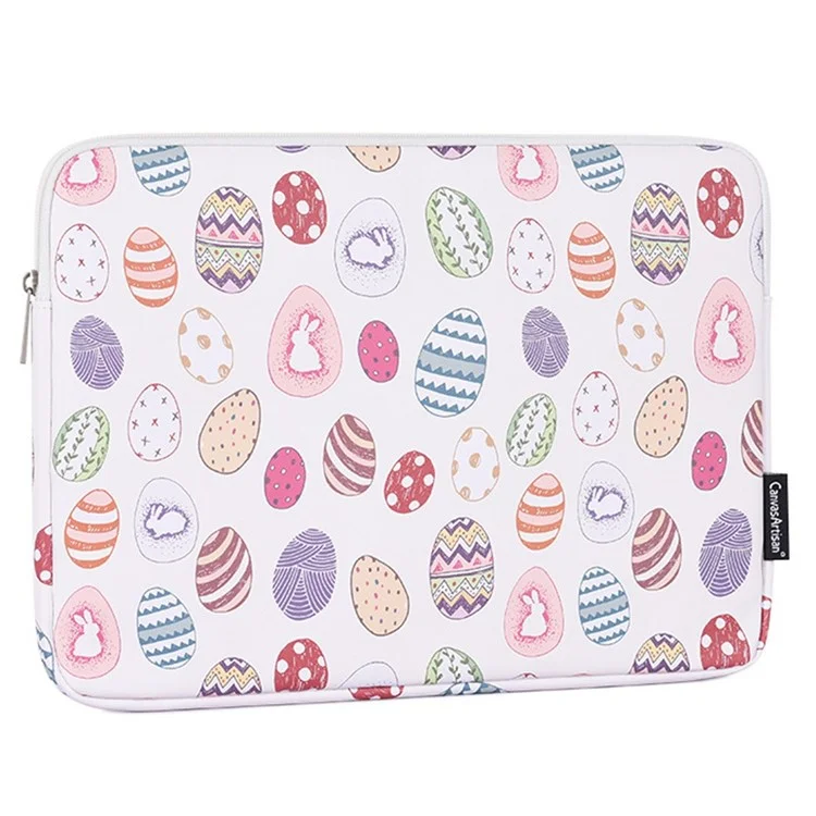 CanvasArtisan G52-T0111 Nette Osterhasen Und Eiermuster 11-Zoll-Laptop-PU-Schutzhülsen-Reißverschluss-Tasche + Kleines Bag-Set