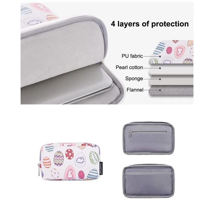 CanvasArtisan G52-T0111 Nette Osterhasen Und Eiermuster 11-Zoll-Laptop-PU-Schutzhülsen-Reißverschluss-Tasche + Kleines Bag-Set