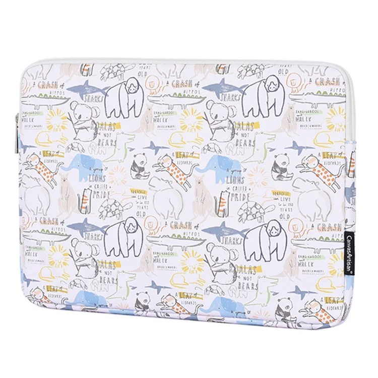 CanvaSartisan G50-T0111 Dessin Animé De 12 Pouces Motif Animal De Dessin Animé Pochette Portable PU Portant Sac De Transport + Petit Sac