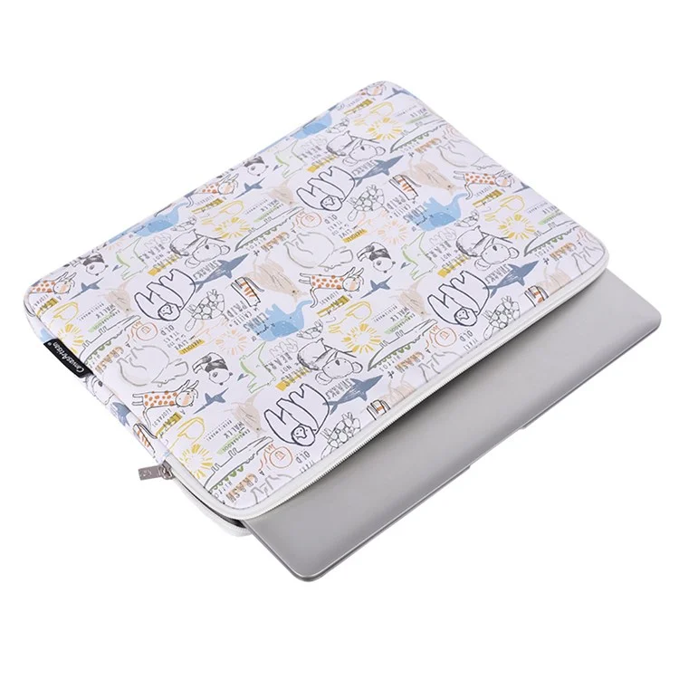 CanvaSartisan G50-T0111 Dessin Animé De 12 Pouces Motif Animal De Dessin Animé Pochette Portable PU Portant Sac De Transport + Petit Sac