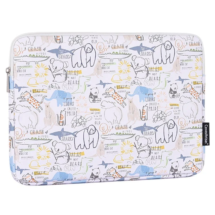 CanvaSartisan G50-T0111 Dessin Animé De 12 Pouces Motif Animal De Dessin Animé Pochette Portable PU Portant Sac De Transport + Petit Sac