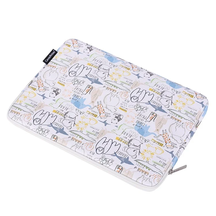 CanvaSartisan G50-T0111 Dessin Animé De 12 Pouces Motif Animal De Dessin Animé Pochette Portable PU Portant Sac De Transport + Petit Sac