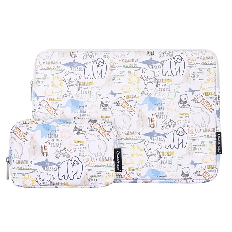 CanvasArtisan G50-T0111 Para Laptop De 13 Polegadas Desenhos Animados Padrão De Animal De Notebook Manga À Prova De Choque PU Carrying Bag + Pequeno Saco Set