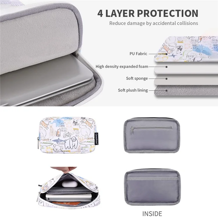 CanvasArtisan G50-T0111 Para Laptop De 13 Polegadas Desenhos Animados Padrão De Animal De Notebook Manga À Prova De Choque PU Carrying Bag + Pequeno Saco Set
