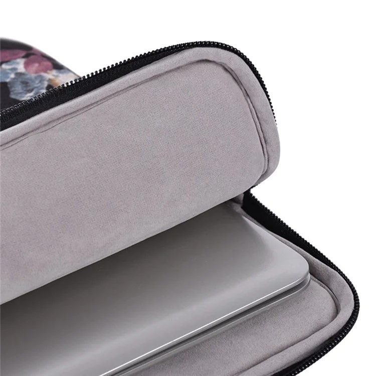 CANVASARTISAN H2-11 Shock Absorption Lining 12-inch Notebook Zipper Bag Watercolor Flower Pattern Linen Laptop Sleeve