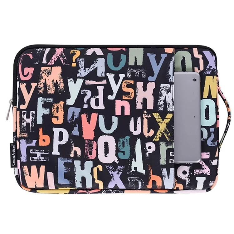 CanvasArtisan H18-89 Weichfutter 12-Zoll-Notebook-Aquarell-Brief-Muster-Reißverschluss-Tasche-Laptop-Handtasche