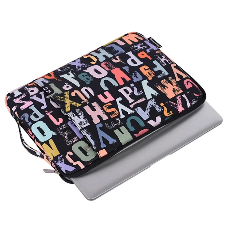 CanvasArtisan H18-89 Weichfutter 12-Zoll-Notebook-Aquarell-Brief-Muster-Reißverschluss-Tasche-Laptop-Handtasche