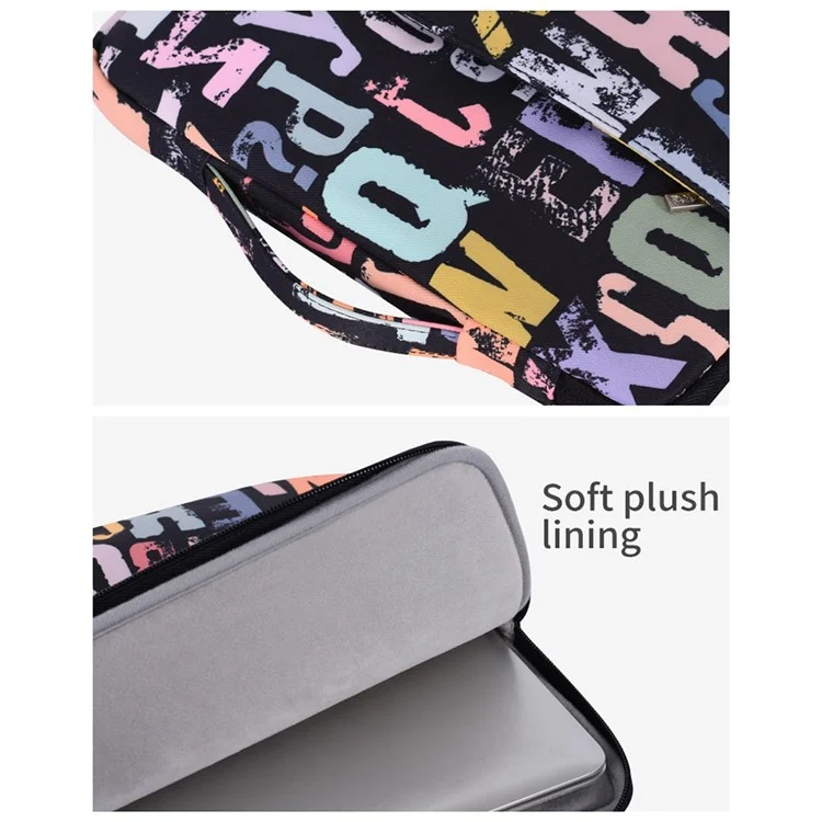 CanvasArtisan H18-89 Weichfutter 12-Zoll-Notebook-Aquarell-Brief-Muster-Reißverschluss-Tasche-Laptop-Handtasche