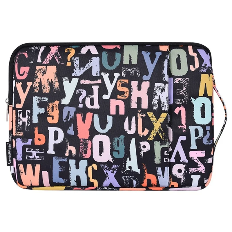 CANVASARTISAN H18-89 Stylish Watercolor Letter Pattern Laptop Handbag 11-inch Notebook Zipper Bag