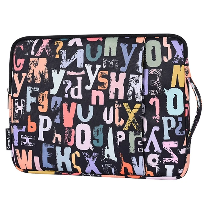 CANVASARTISAN H18-89 Stylish Watercolor Letter Pattern Laptop Handbag 11-inch Notebook Zipper Bag