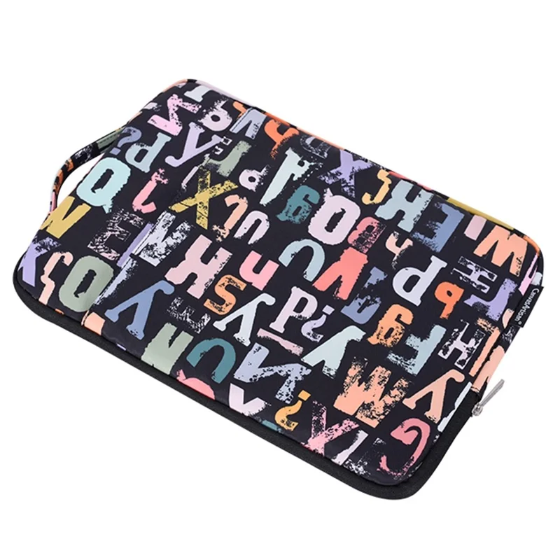 CANVASARTISAN H18-89 Stylish Watercolor Letter Pattern Laptop Handbag 11-inch Notebook Zipper Bag