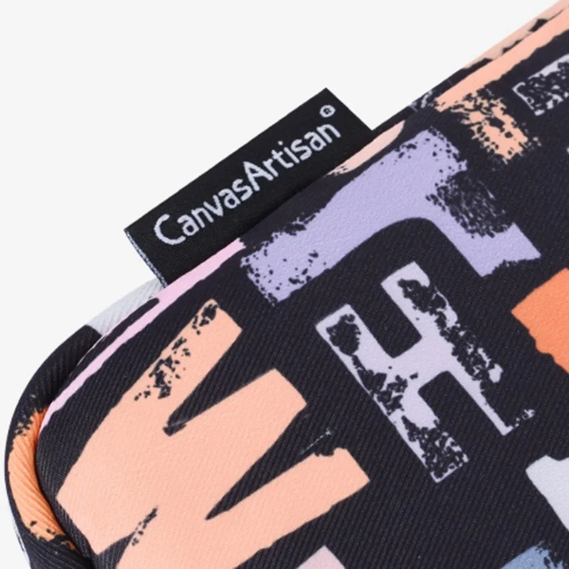 CANVASARTISAN H18-89 Stylish Watercolor Letter Pattern Laptop Handbag 11-inch Notebook Zipper Bag