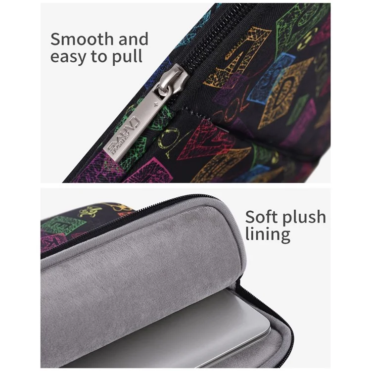 Canvasartisan H17-11 Manga de Notebook Para Laptop de 13 Polegadas Moda de Letra Colorida Pattern Bag Zipper Case