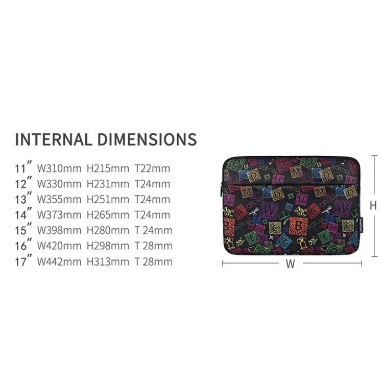 Canvasartisan H17-11 Colorida Patrón de Letra Manga Portátil de 15 Pulgadas Bolsa de Transporte de Revestimiento Suave de 15 Pulgadas