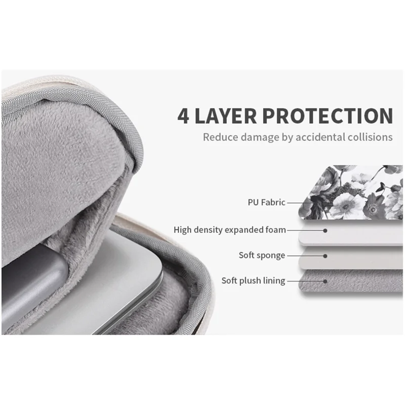 CANVASARTISAN G1-01 Shockproof Sleeve Bag for 14 inch Laptops Digital Printing Flower Pattern Anti-scratch Carry Case