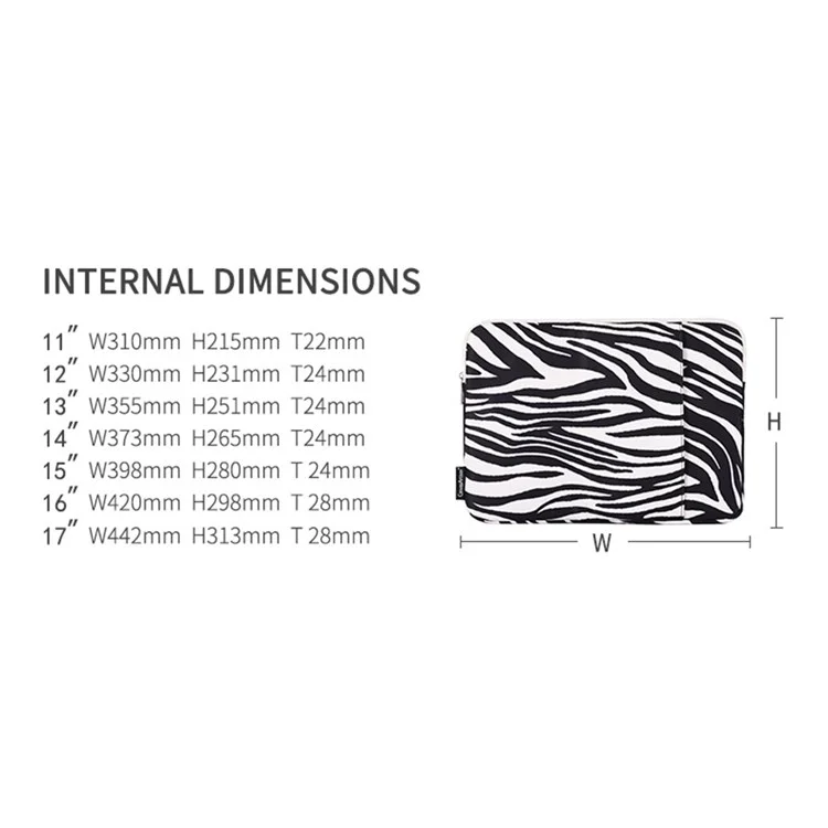 CANVASARTISAN H33-19 11" Laptop Computer Sleeve for MacBook Air Waterproof Zebra Pattern Convenient Carrying Notebook Protection Cover