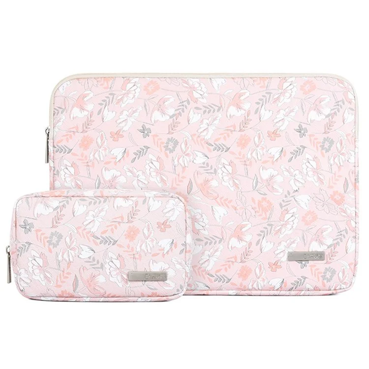 CANVASARTISAN G4-T0111 12-inch Laptop Tablet Protective Case Flower Pattern Notebook Computer Bag with Small Pouch