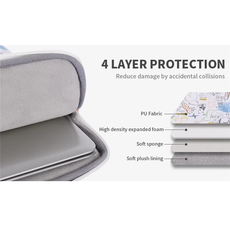 CANVASARTISAN G50-11 13-inch Laptop Bag Cartoon Animal Pattern PU Leather Notebook Sleeve Case