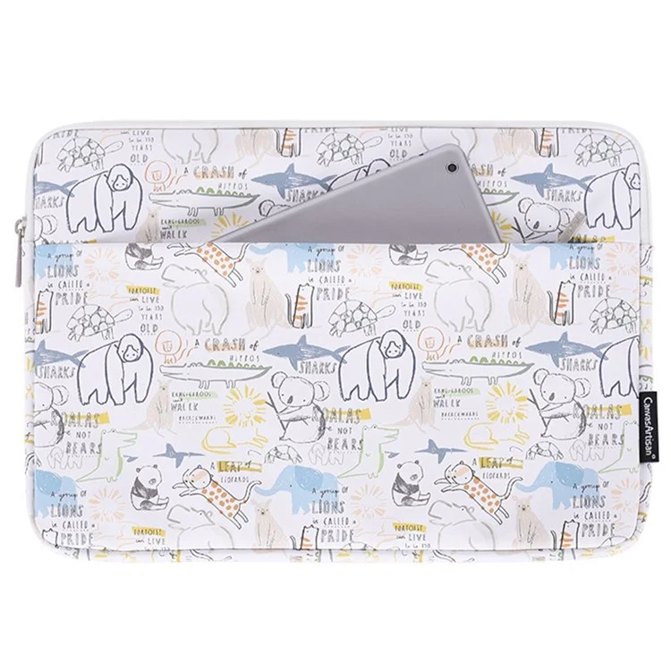 CANVASARTISAN G50-11 12-inch Laptop Case Cartoon Animal Pattern Zipper Notebook Sleeve Carrying Pouch