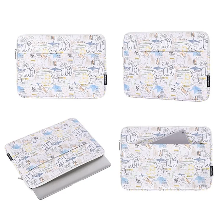 CANVASARTISAN G50-11 12-inch Laptop Case Cartoon Animal Pattern Zipper Notebook Sleeve Carrying Pouch