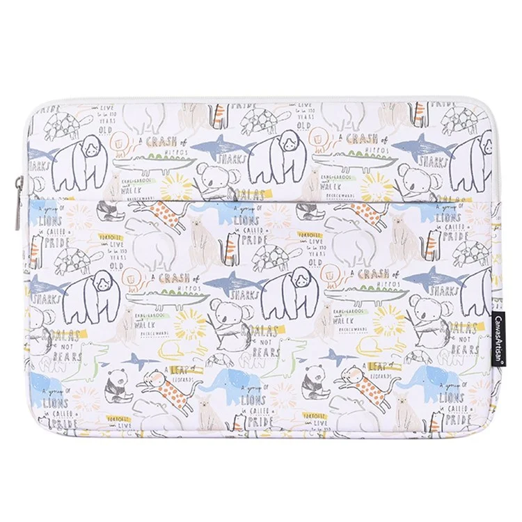 CANVASARTISAN G50-11 12-inch Laptop Case Cartoon Animal Pattern Zipper Notebook Sleeve Carrying Pouch