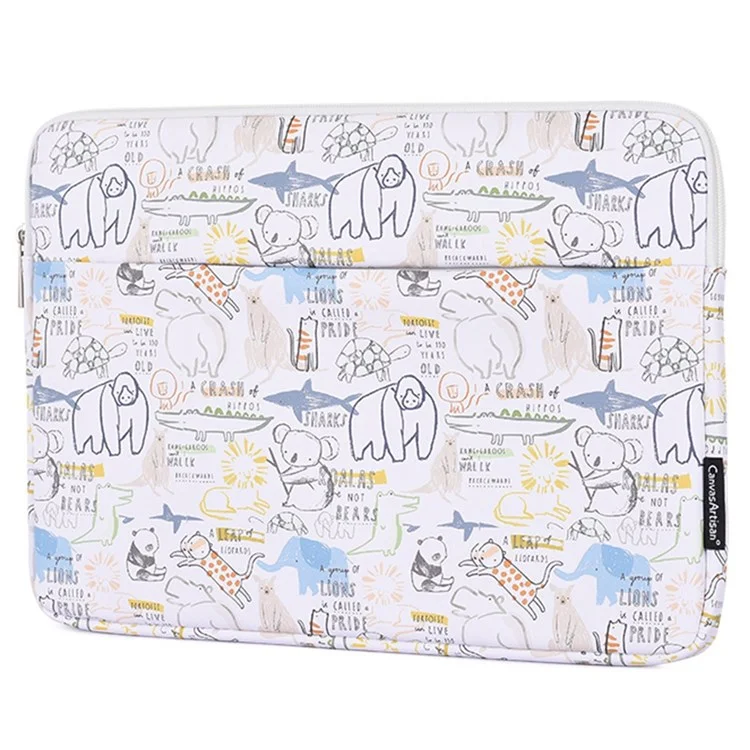 CANVASARTISAN G50-11 12-inch Laptop Case Cartoon Animal Pattern Zipper Notebook Sleeve Carrying Pouch