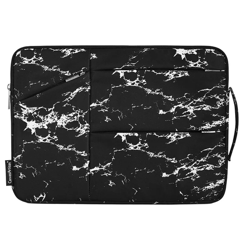 CANVASARTISAN H32-58 Anti-Scratch Marble Pattern Slim Case for 13 inch Laptops Portable Sleeve Bag with 3-Pouches/Handle Strap Notebook Waterproof Carry Case - Black