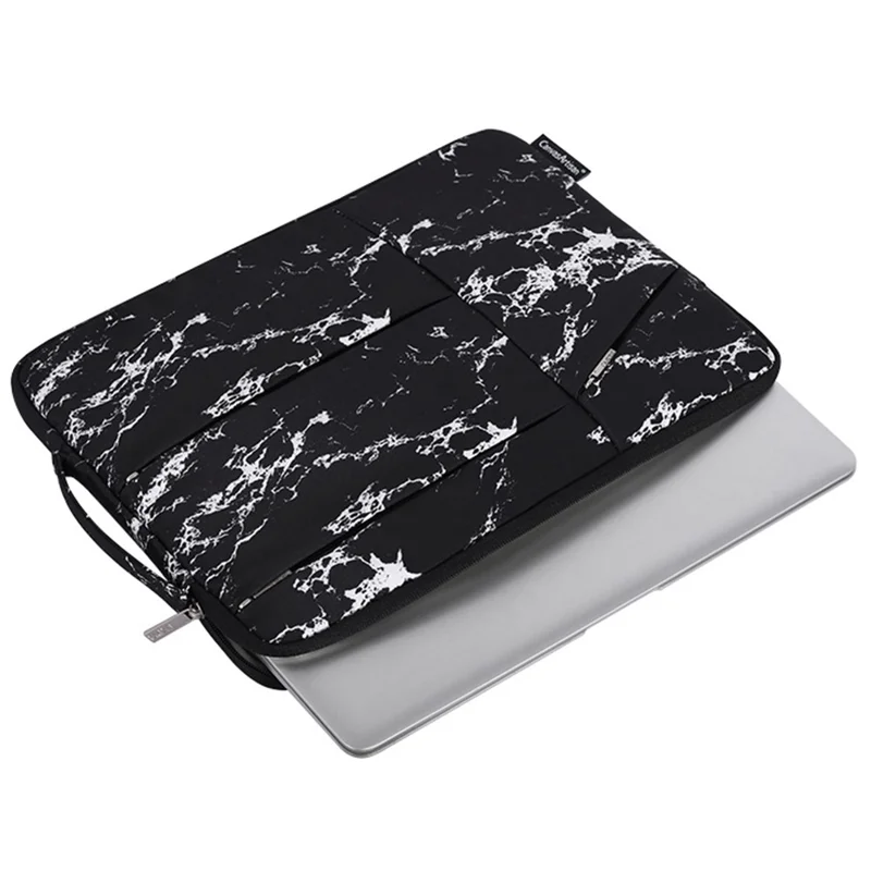 CANVASARTISAN H32-58 Anti-Scratch Marble Pattern Slim Case for 13 inch Laptops Portable Sleeve Bag with 3-Pouches/Handle Strap Notebook Waterproof Carry Case - Black