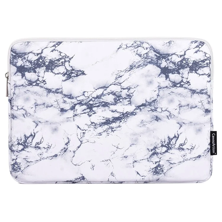 Bolsa de Manga de Patrón de Mármol Cienvasartisan H32-01 Para Portátiles de 13 Pulgadas Anti-Scratch Carry Cape Showbook Notebook Bolsa de Almacenamiento Portátil - Blanco