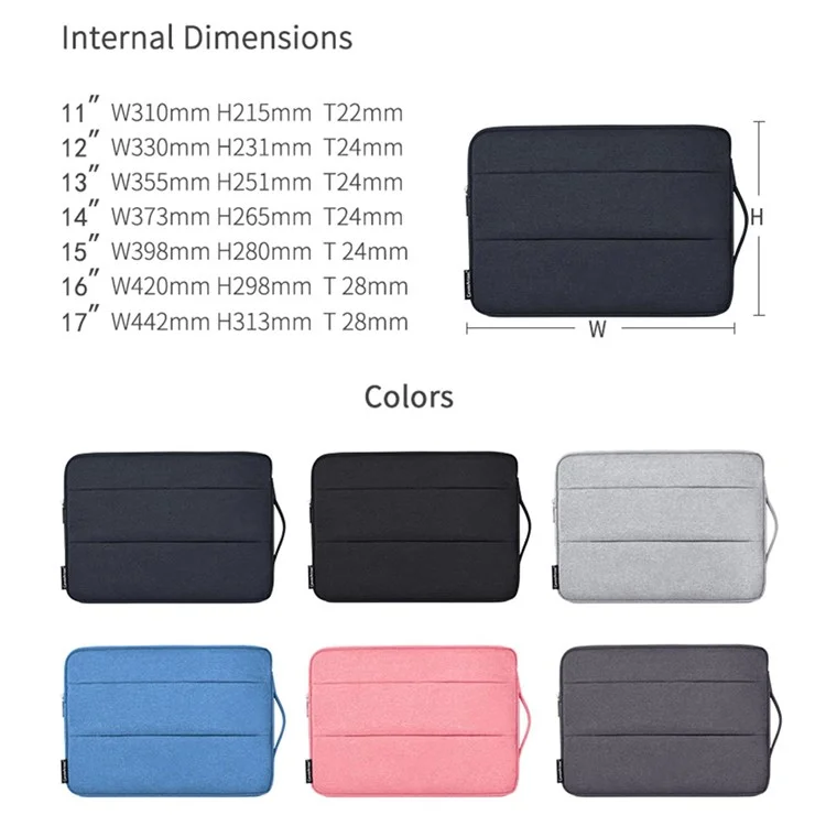 CANVASARTISAN L25-88 Portable Carry Case for 13 inch Laptops Anti-Scratch Slim Case Shockproof Sleeve Bag with Dual Pouch/Handle Strap - Navy Blue