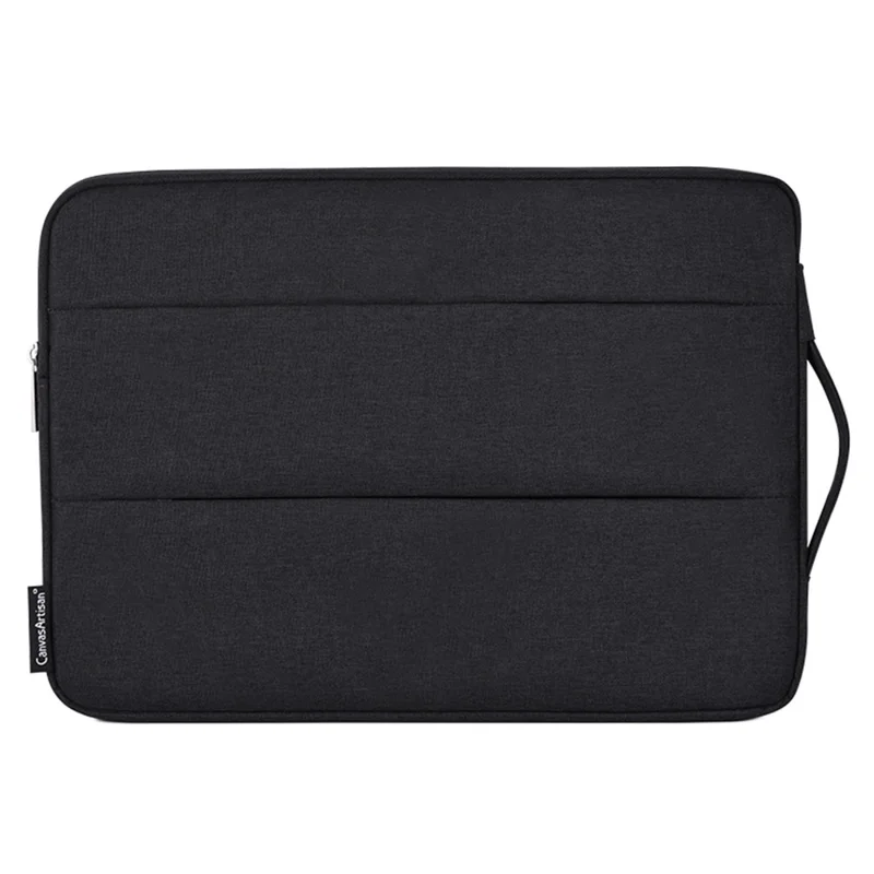 CANVASARTISAN L25-88 Anti-Scratch Slim Case for 14 inch Laptops Portable Carry Case with Dual Pouch/Handle Strap Notebook Shockproof Sleeve Bag - Black