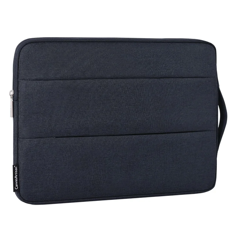 CANVASARTISAN L25-88 Anti-Scratch Slim Case for 14 inch Laptops Portable Carry Case with Dual Pouch/Handle Strap Notebook Shockproof Sleeve Bag - Black